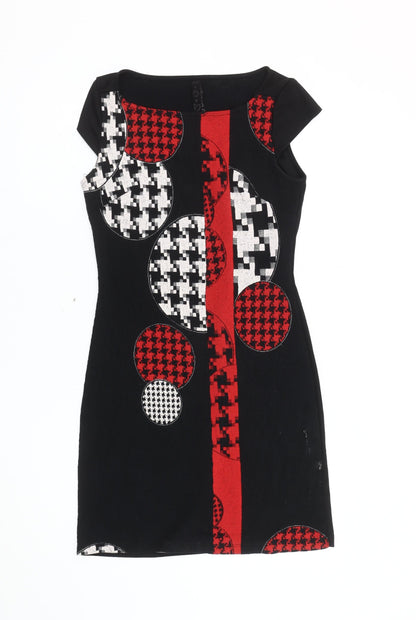Desigual Women’s Black Red White Short Sleeve Bodycon Dress S