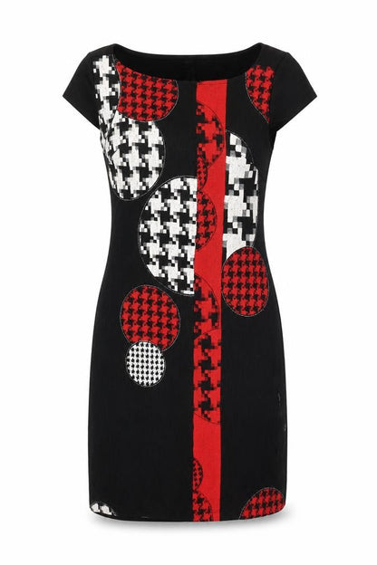 Desigual Women’s Black Red White Short Sleeve Bodycon Dress S
