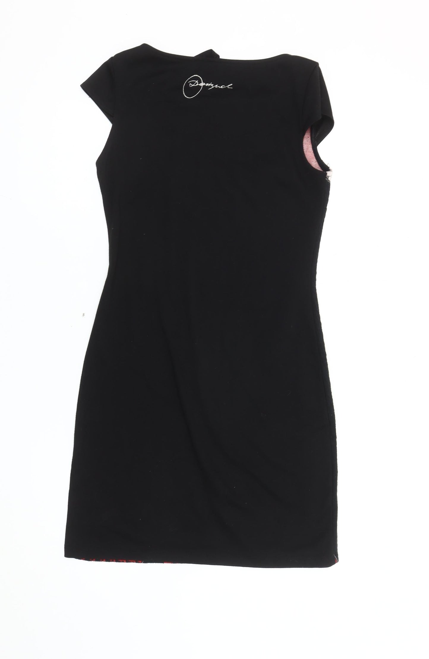 Desigual Women’s Black Red White Short Sleeve Bodycon Dress S