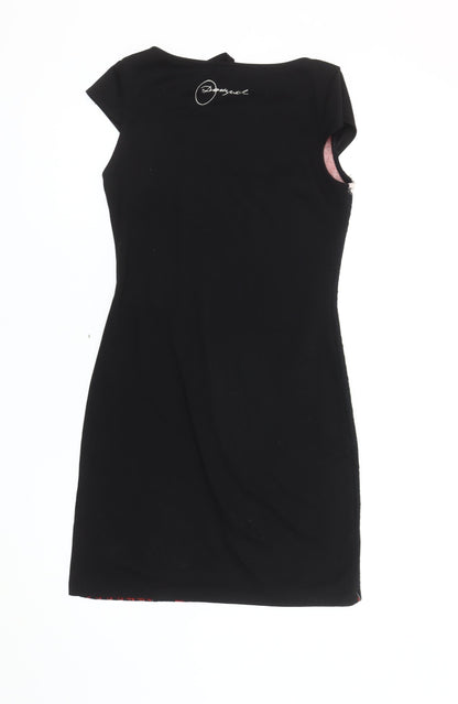 Desigual Women’s Black Red White Short Sleeve Bodycon Dress S