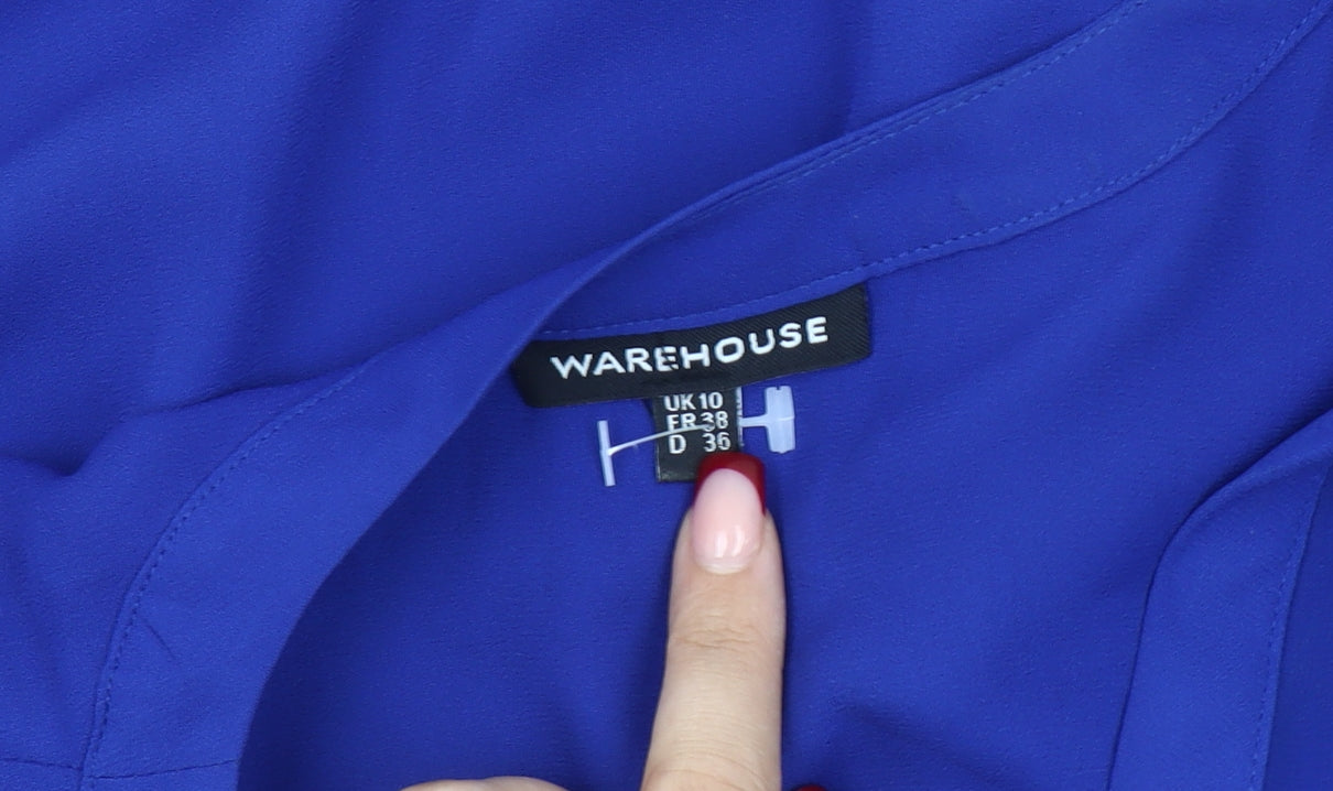Womens UK Size 10 Warehouse Blue Basic Blouse