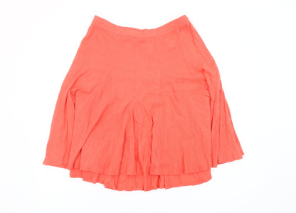 H&M Womens Orange Cotton Flare Knee Length Skirt Size 10