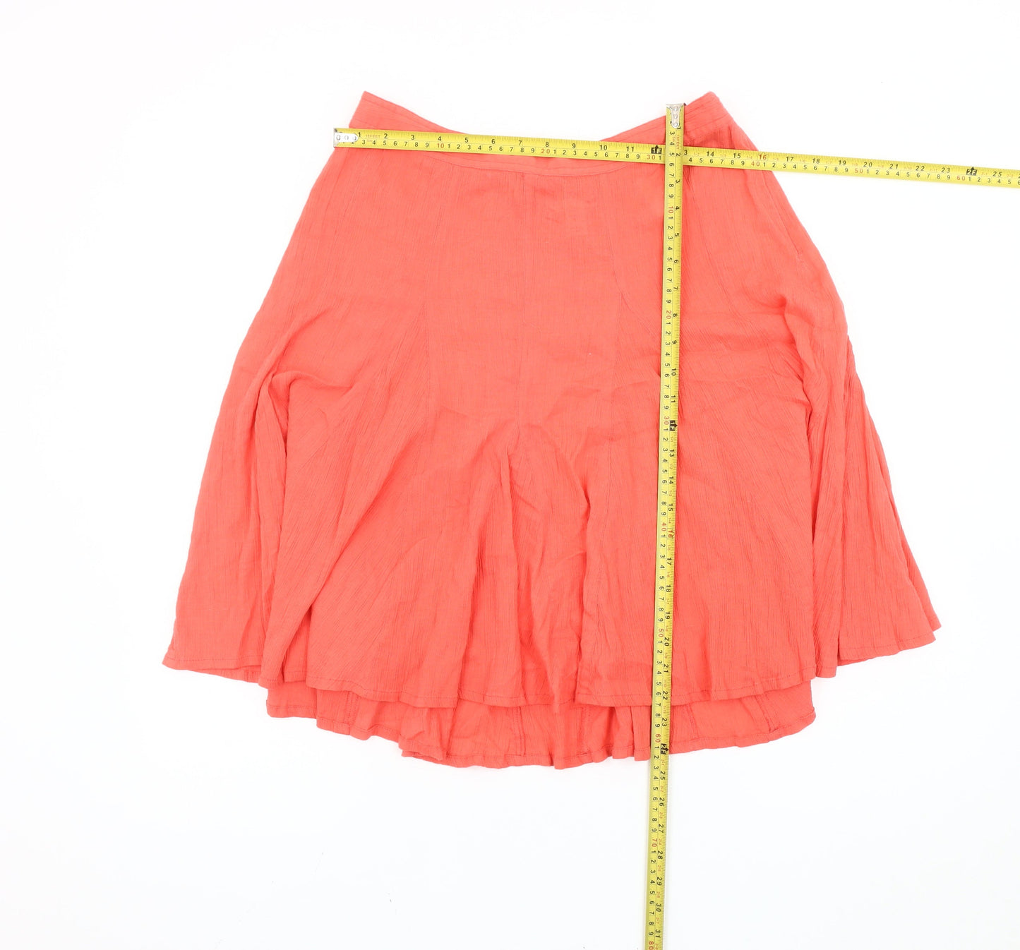 H&M Womens Orange Cotton Flare Knee Length Skirt Size 10