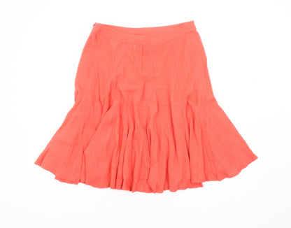 H&M Womens Orange Cotton Flare Knee Length Skirt Size 10