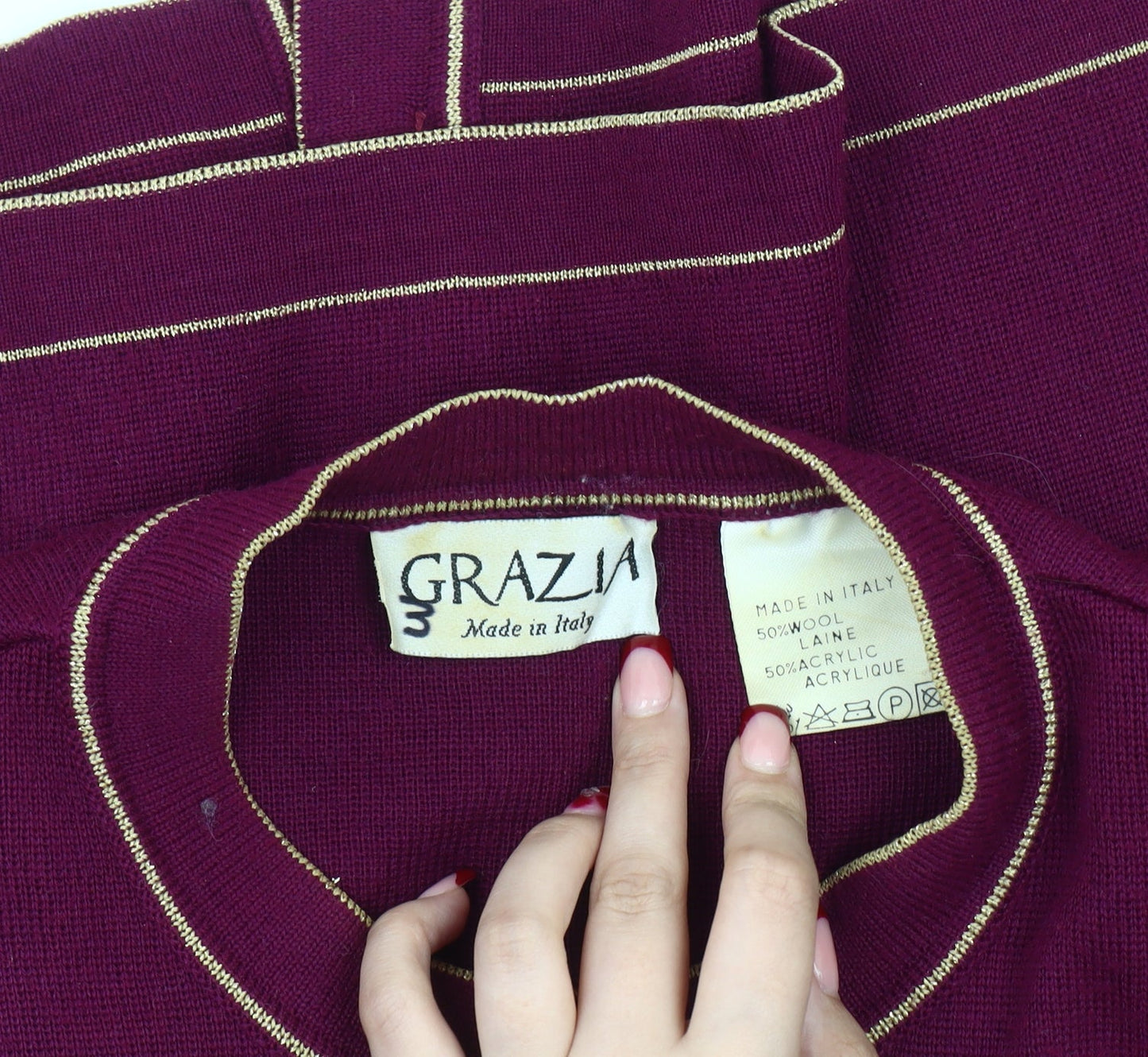 Grazia Women’s Purple Floral Embroidered Wool Blend Cardigan M