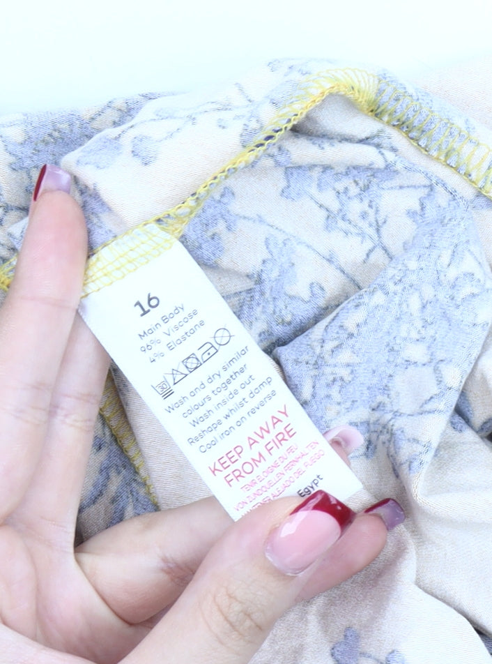 Bonmarché Womens Yellow Floral Shift Dress Size 16 Knee Length Casual