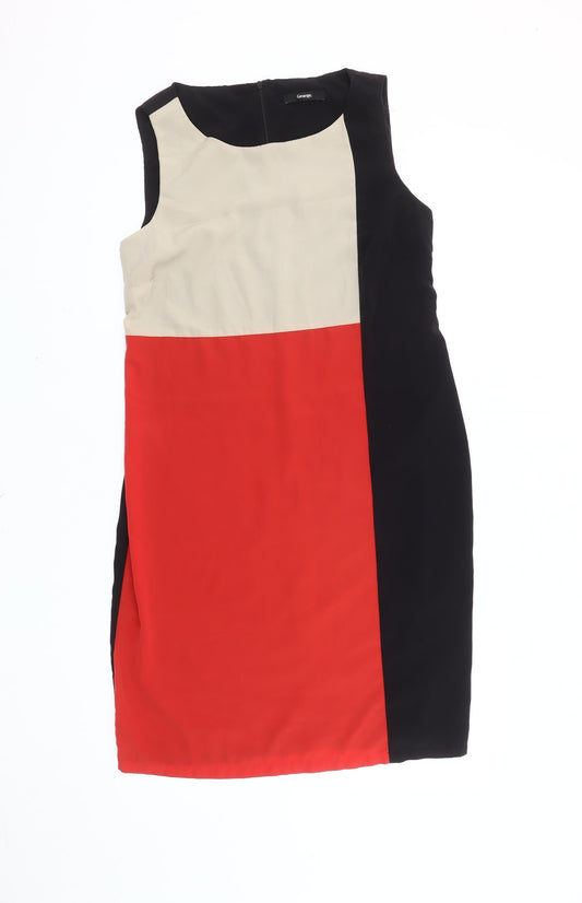 George Women’s Red Black Beige Colourblock Shift Dress Size 14