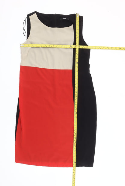 George Women’s Red Black Beige Colourblock Shift Dress Size 14