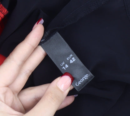 George Women’s Red Black Beige Colourblock Shift Dress Size 14