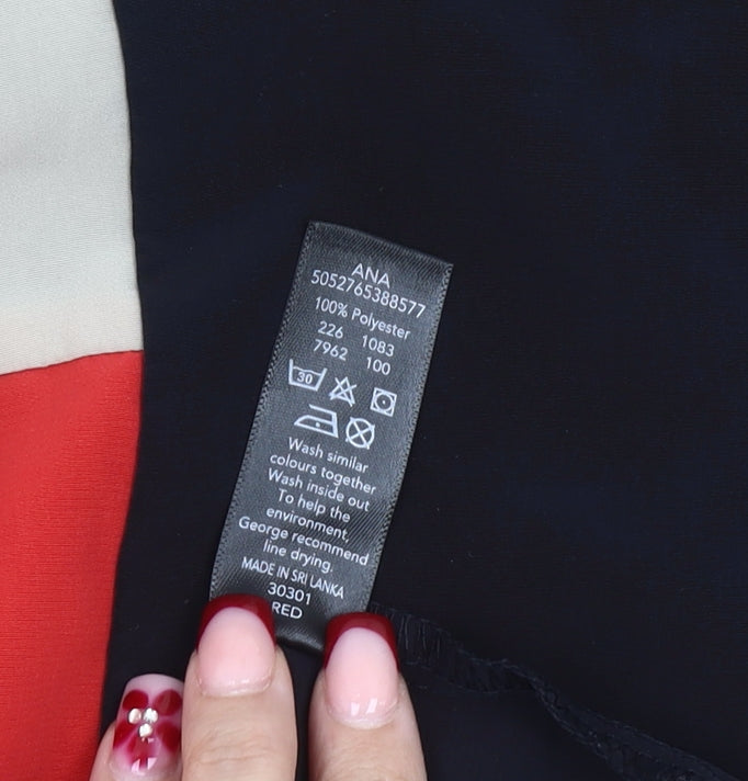 George Women’s Red Black Beige Colourblock Shift Dress Size 14