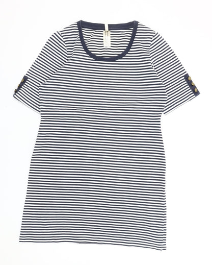 Next Women Blue Striped T-Shirt Dress Size S Short Sleeve