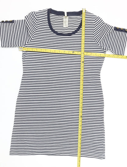 Next Women Blue Striped T-Shirt Dress Size S Short Sleeve