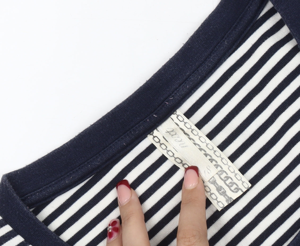 Next Women Blue Striped T-Shirt Dress Size S Short Sleeve