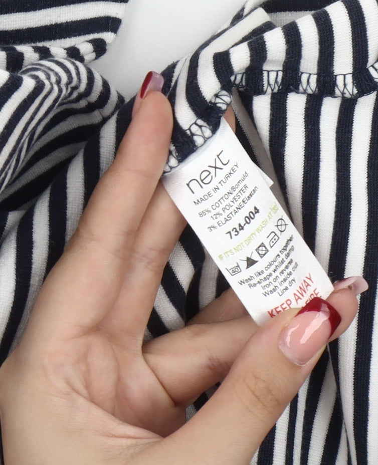 Next Women Blue Striped T-Shirt Dress Size S Short Sleeve