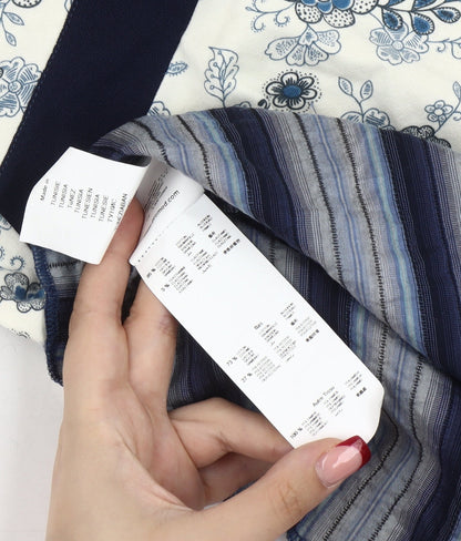 Promod Women’s Blue White Wrap Blouse Size 14 Floral Striped