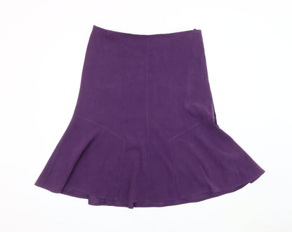 Damart Women Purple Flare Knee Length Skirt Size 18 Polyester