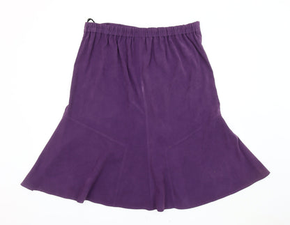 Damart Women Purple Flare Knee Length Skirt Size 18 Polyester
