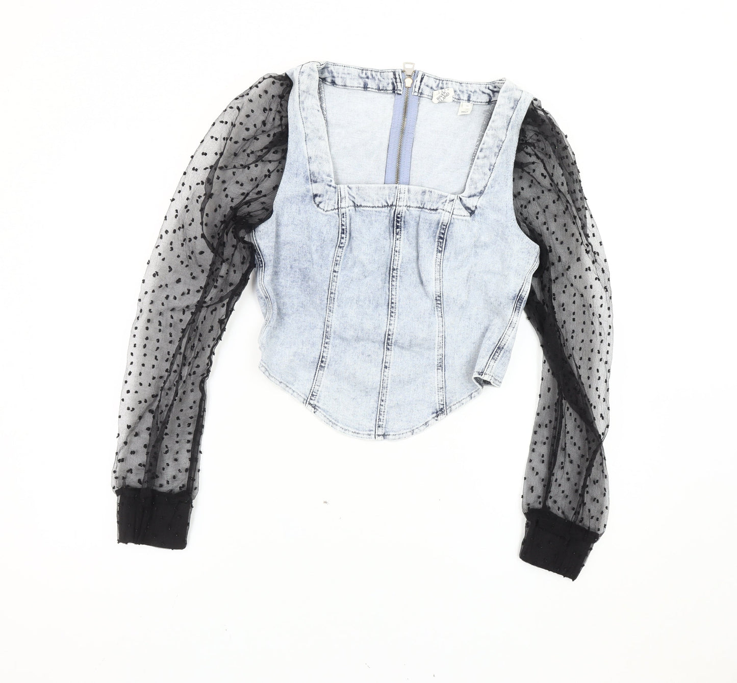 Womens UK Size 10 River Island Blue Cropped Blouse