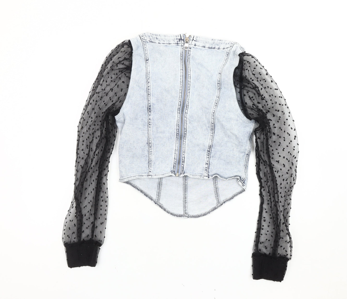 Womens UK Size 10 River Island Blue Cropped Blouse