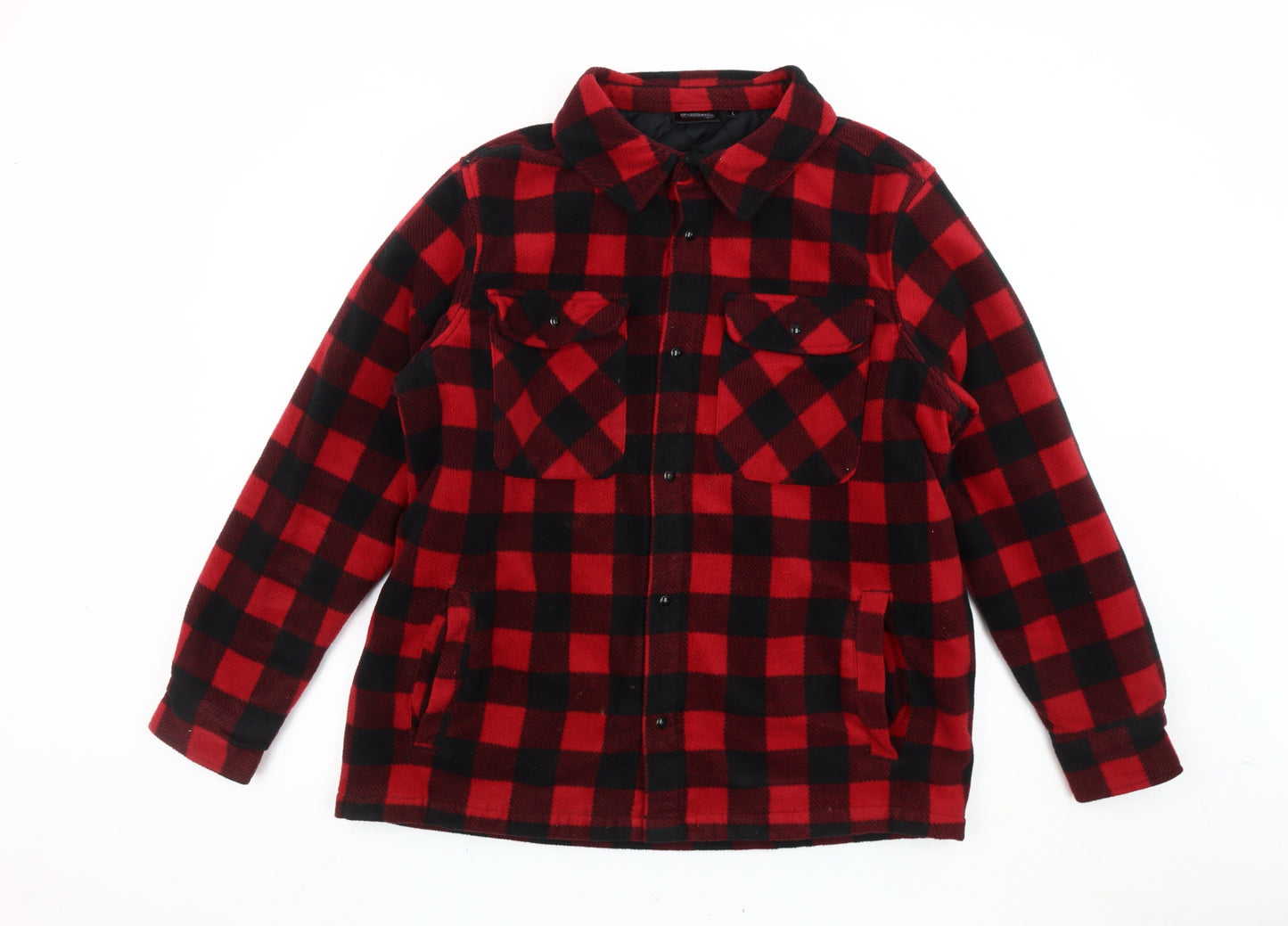 Workwear Pro Men's Red Check Lined Fleece Shirt Jacket Size L