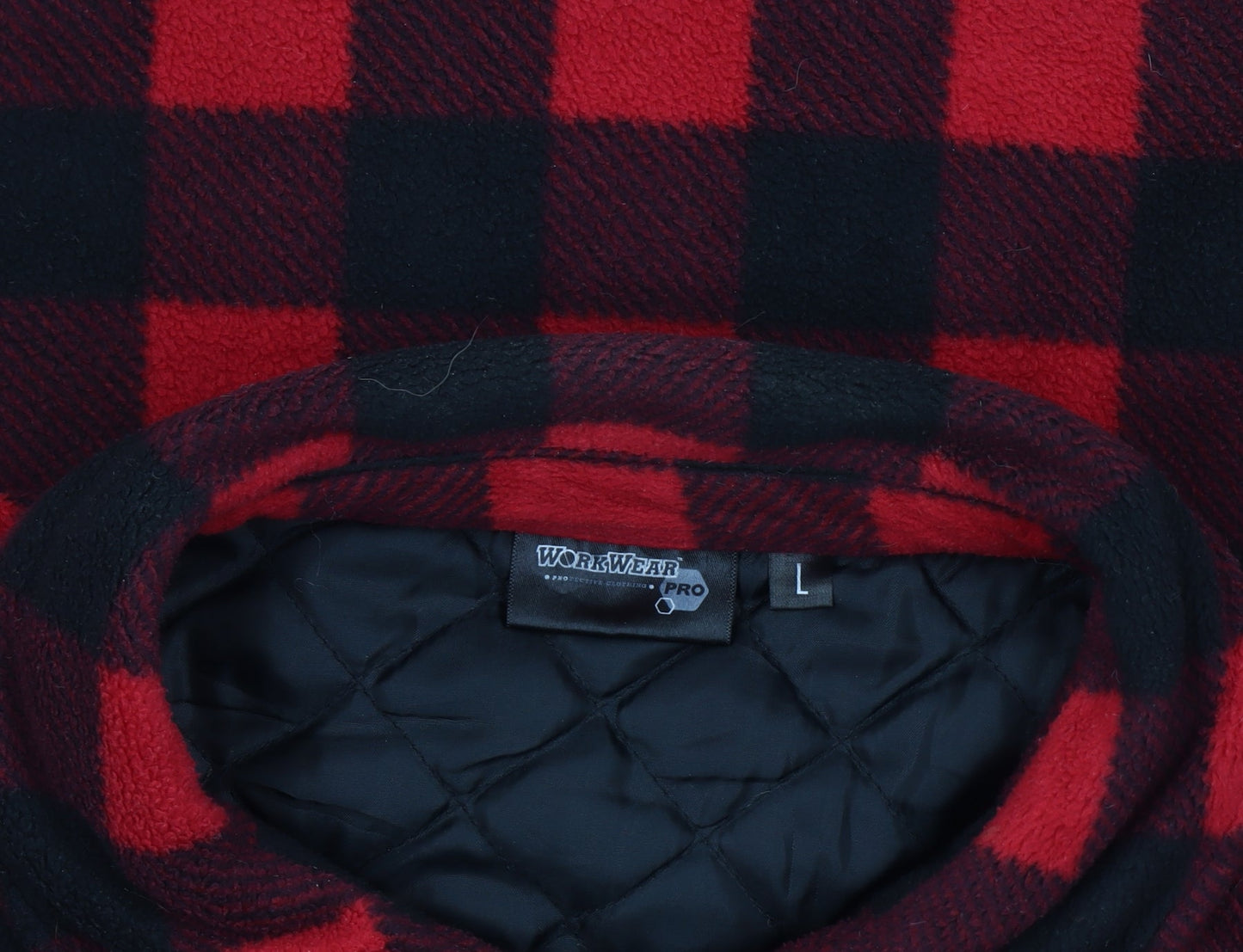Workwear Pro Men's Red Check Lined Fleece Shirt Jacket Size L