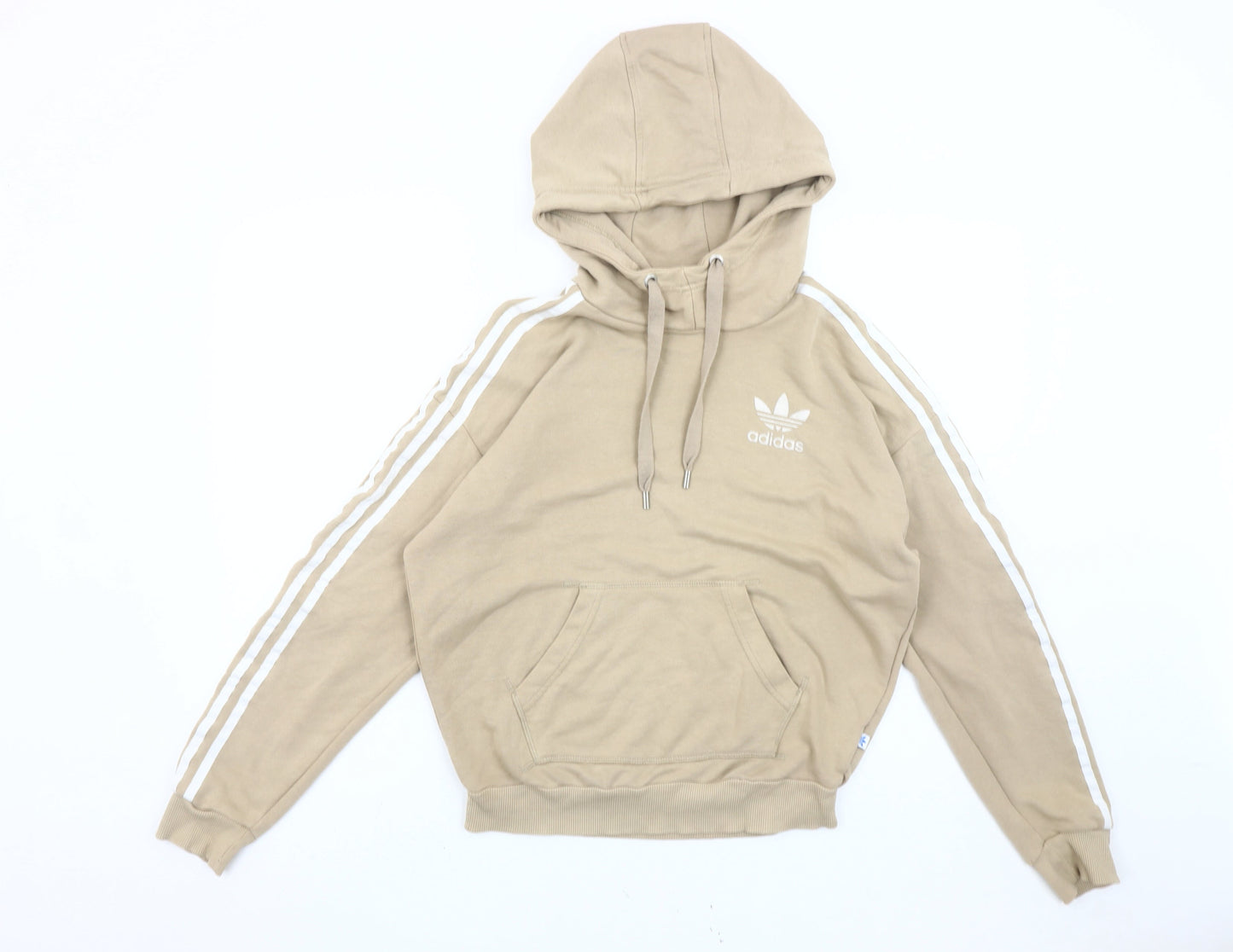 Adidas Womens Beige Pullover Hoodie Size 8 Regular Fit Casual