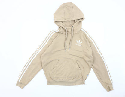 Adidas Womens Beige Pullover Hoodie Size 8 Regular Fit Casual