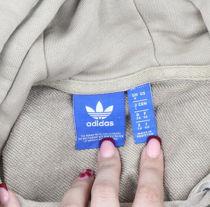Adidas Womens Beige Pullover Hoodie Size 8 Regular Fit Casual