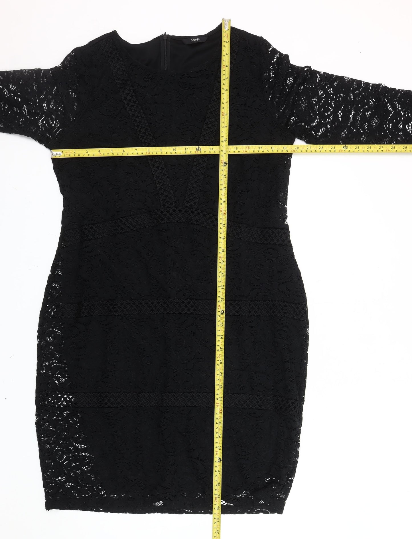 George Women’s Black Lace Long Sleeve Sheath Dress Size 18