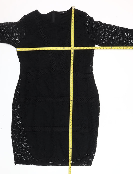 George Women’s Black Lace Long Sleeve Sheath Dress Size 18
