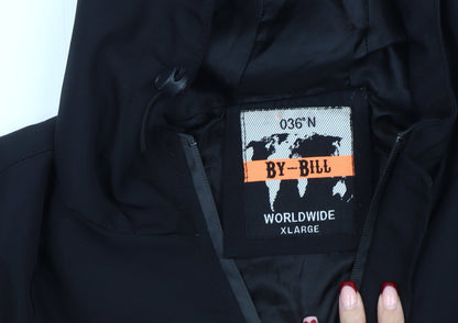 Mens UK Size XL BY-BILL Black Windbreaker Coat