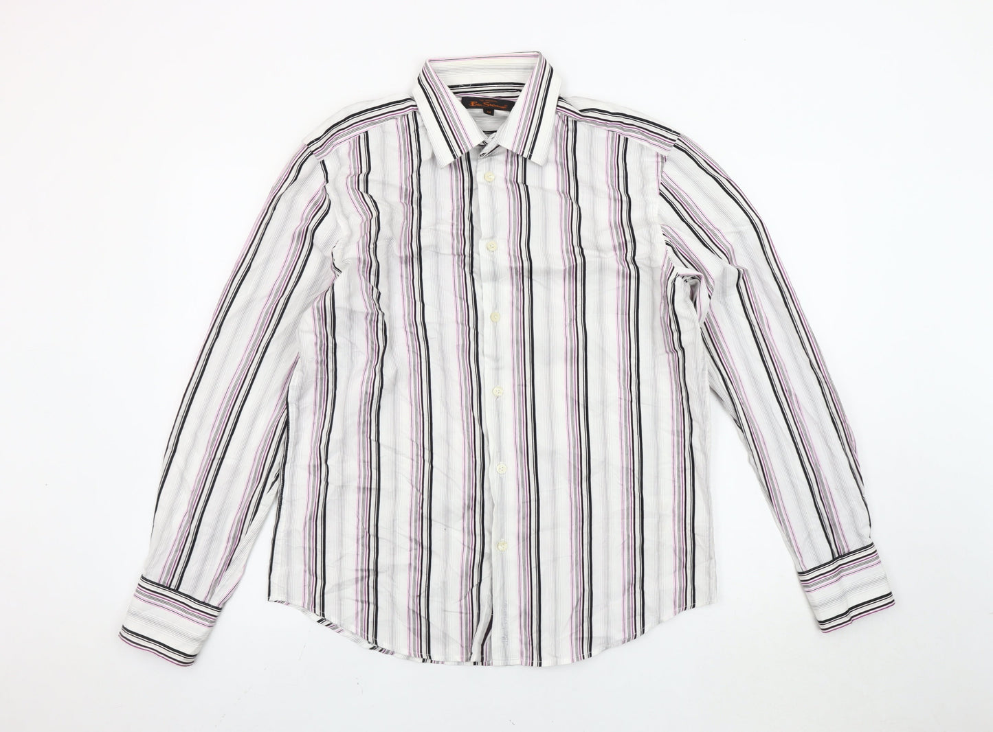 Ben Sherman Men's Multicoloured Striped Cotton Long Sleeve Shirt M