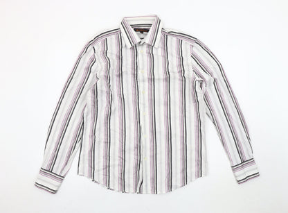 Ben Sherman Men's Multicoloured Striped Cotton Long Sleeve Shirt M