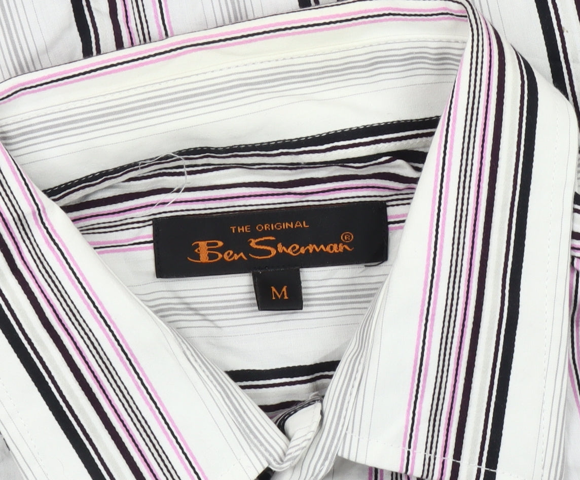 Ben Sherman Men's Multicoloured Striped Cotton Long Sleeve Shirt M