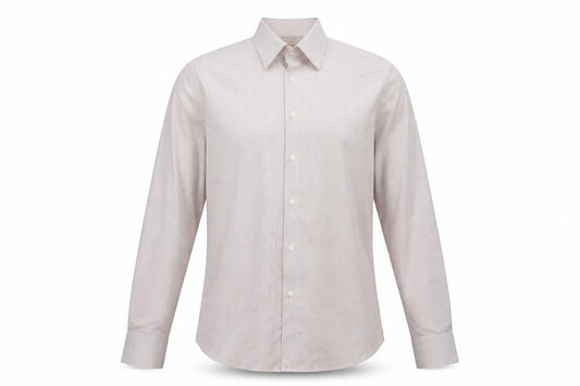 Marks and Spencer Mens Red Striped Long Sleeve Cotton Shirt L
