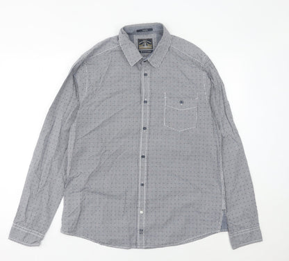 White Stuff Men's Blue Slim Fit Check Cotton Long Sleeve Shirt L