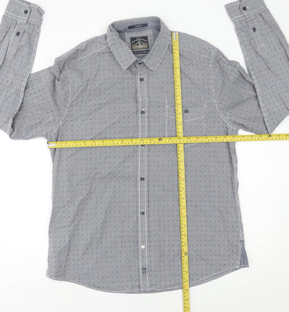 White Stuff Men's Blue Slim Fit Check Cotton Long Sleeve Shirt L