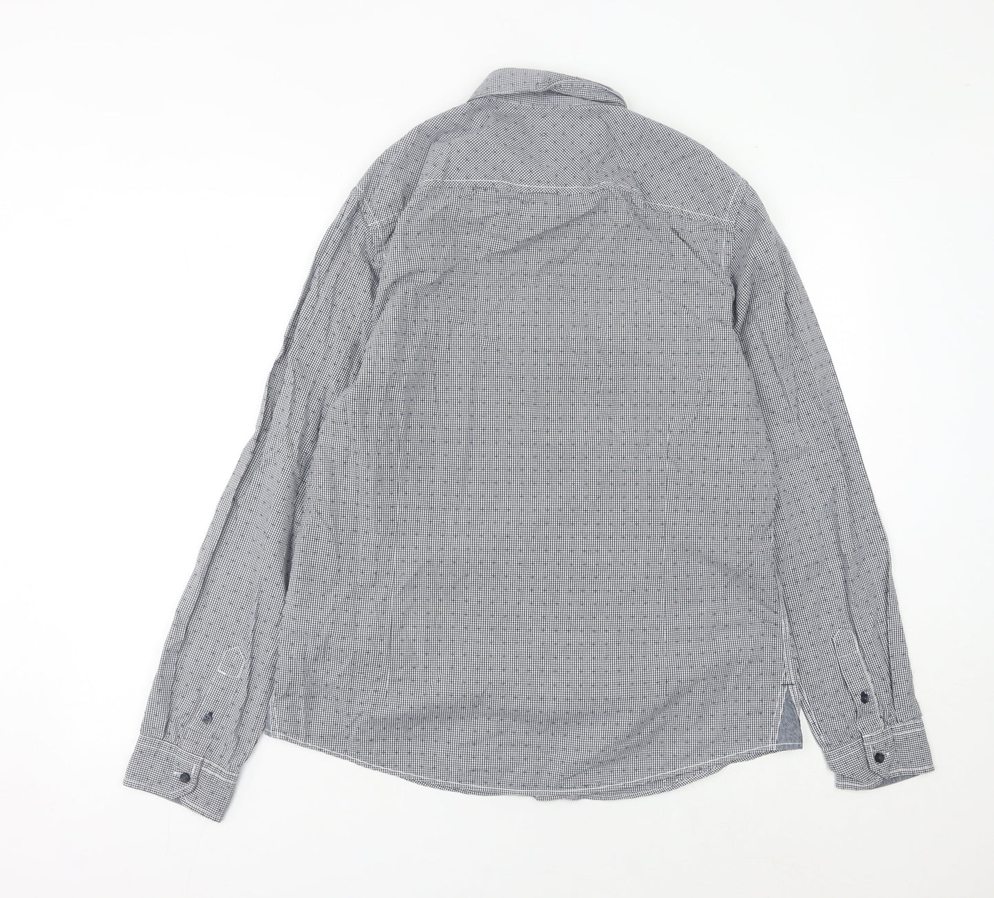 White Stuff Men's Blue Slim Fit Check Cotton Long Sleeve Shirt L