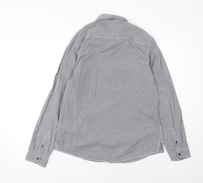 White Stuff Men's Blue Slim Fit Check Cotton Long Sleeve Shirt L