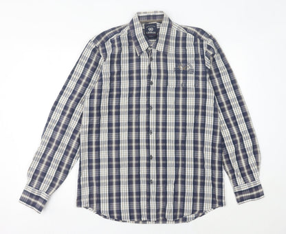 Lerros Men’s Blue Plaid Cotton Long Sleeve Button-Up Shirt M Regular Fit