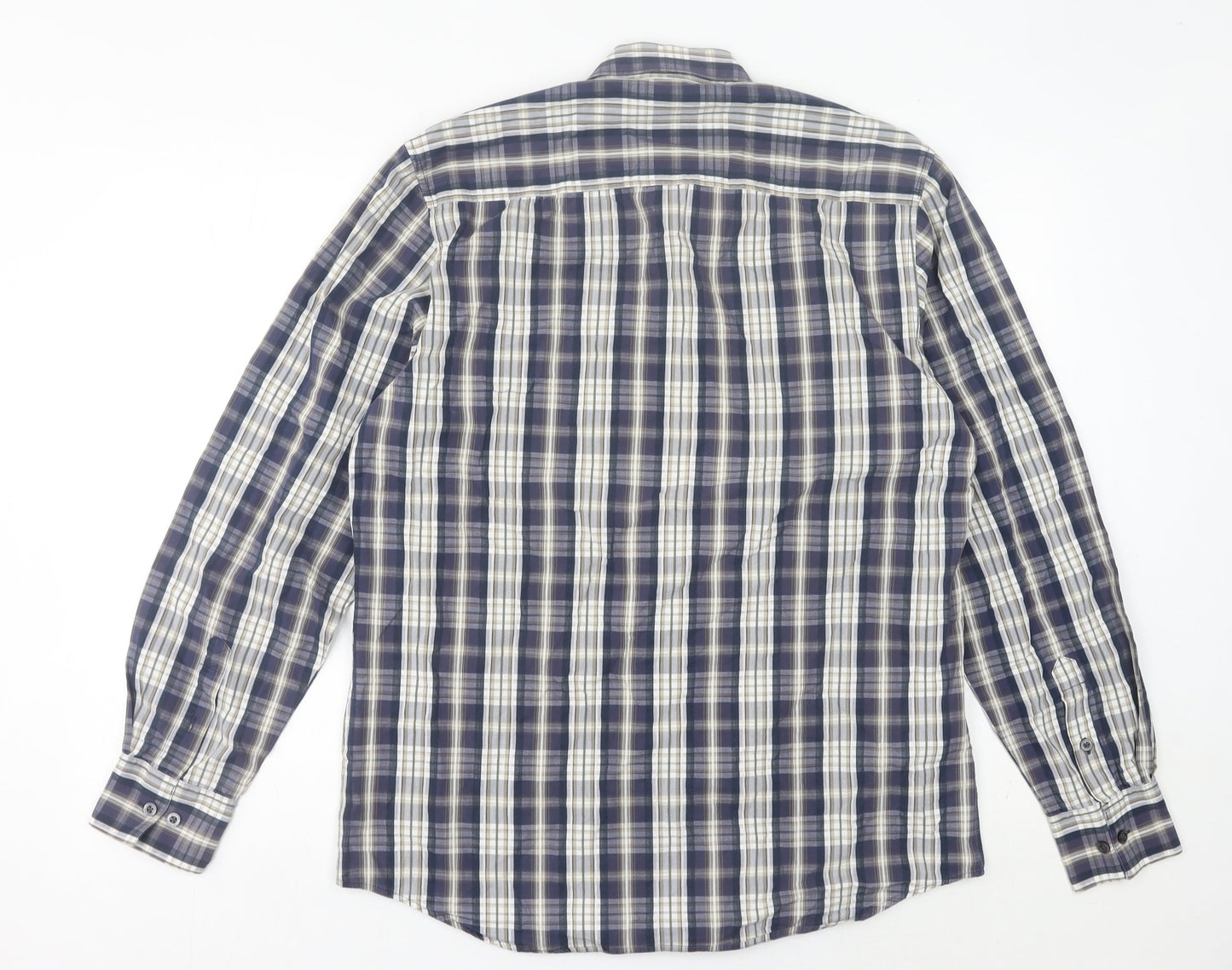 Lerros Men’s Blue Plaid Cotton Long Sleeve Button-Up Shirt M Regular Fit