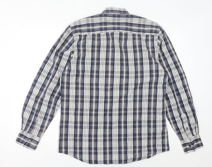 Lerros Men’s Blue Plaid Cotton Long Sleeve Button-Up Shirt M Regular Fit