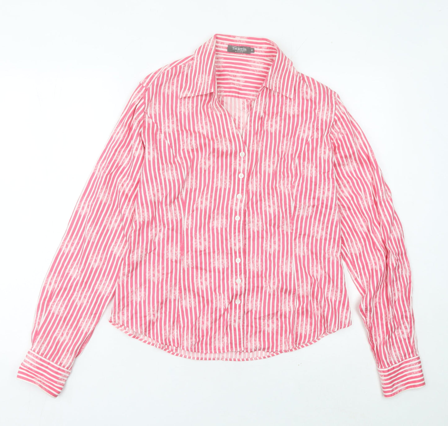 TM Lewin Women’s Pink Striped Cotton Button-Up Shirt Size 14