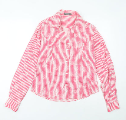 TM Lewin Women’s Pink Striped Cotton Button-Up Shirt Size 14