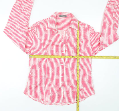 TM Lewin Women’s Pink Striped Cotton Button-Up Shirt Size 14