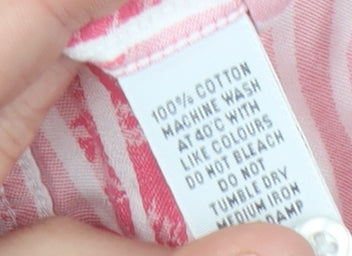TM Lewin Women’s Pink Striped Cotton Button-Up Shirt Size 14
