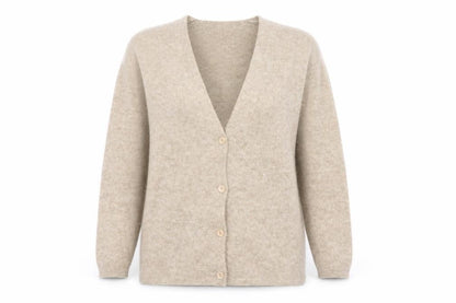 Two Plus One Women’s Beige Wool Cardigan S V-Neck Knit