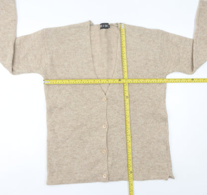 Two Plus One Women’s Beige Wool Cardigan S V-Neck Knit