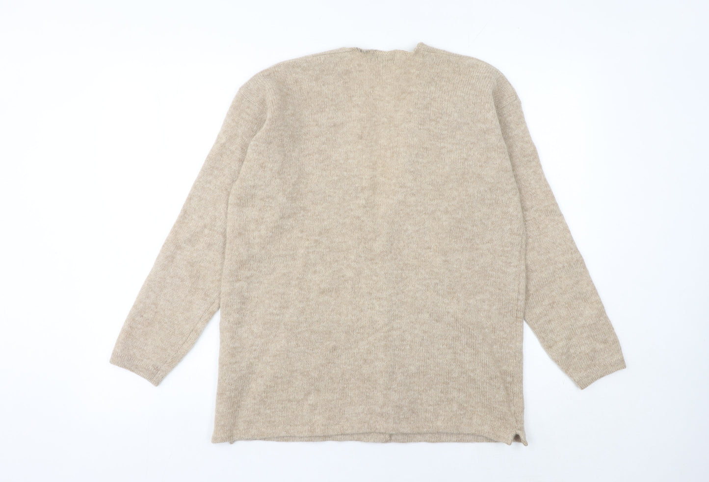Two Plus One Women’s Beige Wool Cardigan S V-Neck Knit