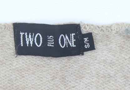 Two Plus One Women’s Beige Wool Cardigan S V-Neck Knit